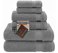 American Bath Towels 100% Cotton 6 Piece Turkish Towel Set, Ultra Soft Absorbent Bathroom Towels, 2 Bath Towel 2 Hand Towels 2 Washcloths, Dark Gray