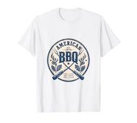 American BBQ Vintage Style Design Value Graphic T-Shirt, Men, White, L