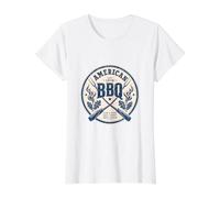 American BBQ Vintage Style Design Value Graphic T-Shirt, Women, White, L