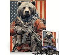 American Bear Soldier 1000 Pieces Jigsaws Adults Puzzles Logic Practice Pleasant Leisure Clean Edges Perfect Present (50x75cm)
