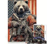 American Bear Soldier Jigsaw for Teenagers 1000 Pieces Mind Exercise Soft Distraction Exact Cut (38x26cm)