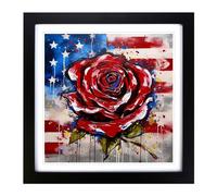 American Beauty Abstract Expressionism Rose Framed Print 18x18 Inch Black