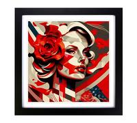 American Beauty Constructivism Framed Print | 18x18 Inch Black Framed Wall Art | Ready to Hang | Modern Historical Picture | Living Room Bedroom Lounge Office