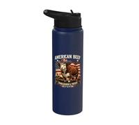 American Beef Homegrown & Proud US Flag Patriotic Cattle Stainless Steel Insulated Water Bottle