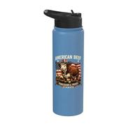 American Beef Homegrown & Proud US Flag Patriotic Cattle Stainless Steel Insulated Water Bottle