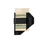 American Bench Craft Caliber Clip - Blacked-Out EDC Money Clip Leather Wallet, Slim Front Pocket Everyday Carry, Made in USA, Black, Minimalist