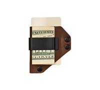 American Bench Craft Caliber Clip - Blacked-Out EDC Money Clip Leather Wallet, Slim Front Pocket Everyday Carry, Made in USA, Brown, Minimalist