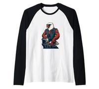 American Biker Eagle Standing Proud on The Open Road Raglan Baseball Tee