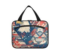 American Bird Blue Red Wild Hanging Travel Toiletry Bag for Women with Hook, Designer Waterproof Toiletry Bags for Traveler Cruises bolso para maquillaje de Mujer L