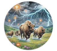 American Bison 1000 Pieces Jigsaws Round Jigsaw for Adults And Kids Modern Unique Challenge Games Scene Creative 1000pcs (67.5x67.5cm)