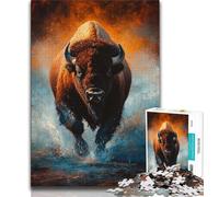 American Bison Oil Painting 1000 Pieces Jigsaw Puzzle For Adults Teens,Learning Educational Toy for Is Ideal As A Gift for The Whole Family (38x26cm)