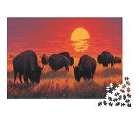 American Bison - Sunrise Puzzle 1000pcs (75x50cm) Puzzles, Die Für Erwachsene Und Personen Ab 14 Jahren Geeignet Sind
