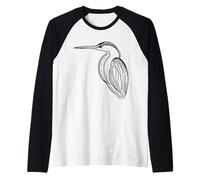 American Bittern Line Art Birdwatcher Raglan Baseball Tee