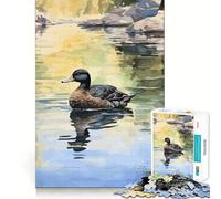 American Black Duck Jigsaw Puzzle 1000 Piece Mind Train Fun Burr Free Clean Cut Pieces Absorbing Activity for Quiet Nights (38x26cm)