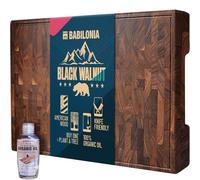 American Black Walnut Cutting Board - 19.7" L x 12.2" W (ExtraThick 1.7") Premium Quality & Professional Butcher Block. Heavy Duty End Grain Wood Chopping Board (Oil & Plate Included)