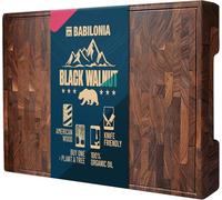 American Black Walnut Cutting Board (ExtraThick 1.7"), Premium Quality & Professional Butcher Block. Heavy Duty End Grain Wood Chopping Board 15.7"L x 10.2"W (Oil bottle & Plate included)
