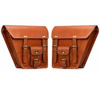 american blue 2X Motorcycle Leather Bag Genuine Saddlebag Bike Leather Messenger Satchel|Tool Brown Handlebar Sissy bar Travel, Saddle Panniers Set of 2
