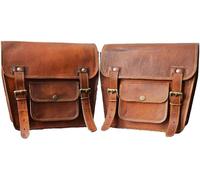 american blue 2X Motorcycle Leather Genuine Saddlebag Bike Leather Messenger Satchel|Tool Bag Brown Handlebar Sissy bar Travel Bag, Saddle Panniers Set of 2 bag's