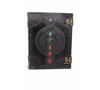 american blue Leather Journal Book Seven Chakra Medieval Stone Embossed Handmade Book of Shadows Notebook Office Diary College Book Poetry Book Sketch Book 10x13 inch (Black (middle))