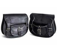 American Blue Motorcycle Saddle Bags, Bicycle Side Bag, Bicycle Tool Bag | Saddle Bags | Motorcycle Bags | Bicycle Saddle Bag | Leather Bag (2 Bags) (Black Crafted Pair)