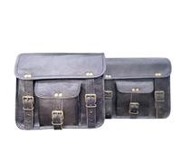 american blue Motorcycle Saddle Bags, Bicycle Side Bag, Bicycle Tool Bag, Saddle Bags, Motorcycle Bags, Bicycle Saddle Bag, Leather Bag (2 Pockets) (Pair of Black)