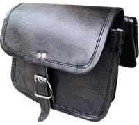 american blue Pannier Rack Bag Leather Bicycle Bag Vintage Brown Set of Saddle Bag Medium Size with Quick Attachment (Black)
