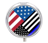 American Blue Thin Line Flag Pill Case Travel Medicine Organizer Box