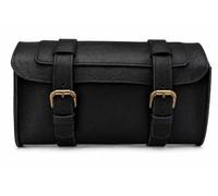 american blue Vintage Genuine Goat Leather Motorcycle Tool Bag, 2-Strap Buckle Closure, Brown Tool Pouch, Quick Release, Reinforced, for Handlebars, Forks, Leather Bicycle Bag (PannierPro)