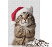 American Bobtail Cat with Santa Hat Puzzles for Adults 300 Pieces Puzzles for Adults & Teenager Educational Puzzle 1000pcs (75x50cm)