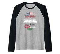 American Born Jordanian Roots America Jordan Heritage Raglan Baseball Tee