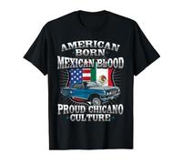 American Born Mexican Blood Lowriders Chicano Proud Culture Value Graphic T-Shirt, Men, Black, L