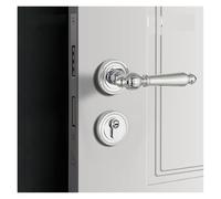 American Bright Chrome Indoor Door Split Lock French Solid Wood Door Bright Silver Magnetic Silent Room Home Room Door Lock(Type C-Magnetic Lock Body)