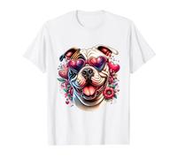 American Bulldog Dog St Valentines Artwork Value Graphic T-Shirt, Men, White, S