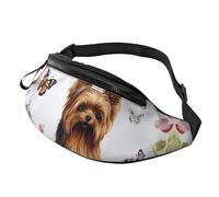 American Bulldog Head Fanny Pack for Women Men Fashion Waist Pack Adjustable Belt Bag for Workout Running Travelling Casual Waist Bag, Yorkshire Terrier Tea Party Butterflies Roses, One Size