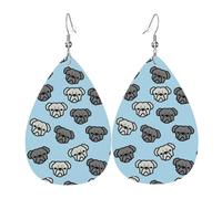 American Bulldog Head Piercing Teardrop Earrings Set Trendy Faux Leather For Women Girls Birthday Xmas Jewelry Gift