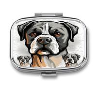 American Bulldog Head Square Pill Box Portable Daily Medicine Organizer Small Travel Pill Case Storage Container Waterproof Dustproof Daily Vitamin Medication Organizer Case for Travel Home Use