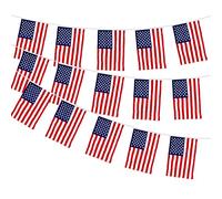 American Bunting Flag,USA Fabric Garland Banner America Pennant Flag Stars Stripes for 4th July, Memorial Day, Fourth of July Independence Day, Veterans Day US Party Decorations 33ft/10m 4 Pcs