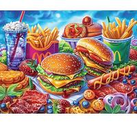 American Burger Combo 500 Piece Jigsaw Puzzle for Adults Teens Study Room Decor Focus Training Vibrant Colours Great Gift for Scholars 500 PCS