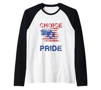 American by Choice Jewish by Pride Statement Design Raglan Baseball Tee