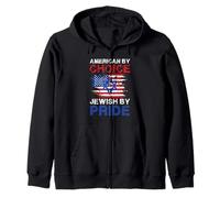 American By Choice Jewish By Pride Statement Design Zip Hoodie