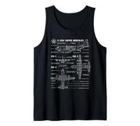 American C-130J Super Hercules Military Aircraft Blueprint Tank Top