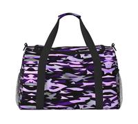 American Camouflage Purple Print Everyday Use Travel Duffle Bag Large Capacity Travel Bag Stylish Functional Bag, Black, One Size
