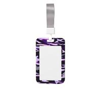 American Camouflage Purple Print Heavy Duty Badge Holder with Retractable Reel, Id Badge Holder Key Card Work Badge Clip for Nurse Teacher Student Office Women Men
