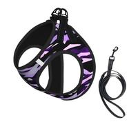 American Camouflage Purple Print Step in Dog Harness and Leash Set,Adjustable Reflective Harness for Small Dogs Cats
