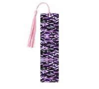 American Camouflage Purple Print Wood Bookmark for Women Men,with Tassels Reading Bookmarks for Book Lovers,Gifts