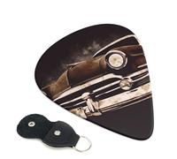 American Car In Brown 6 Pack Guitar Picks With Holder, Personalized Guitar Plectrums Non-Slip Portable Ukulele Bass Picks 0.71mm For Acoustic Guitar Lovers Gifts