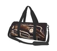 American Car in Brown Duffle Bag for Women Men Personal Item Travel Bag Canvas Weekender Overnight Bag Lightweight Sports Tote Gym Bag Carry On Luggage Bag, Black, One Size