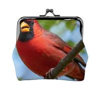 American Cardinal Coin Purse-Leather Kiss Lock Wallet Small Clutch