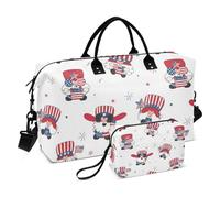 American Cartoon Cute Christmas Dwarf Overnight Travel Duffel Bag Weekender/Overnight Duffel Gym Bag with Toiletry Bag for Trip 2 Pcs Set, American cartoon cute Christmas dwarf, One Size