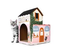 American Cat Club Cat House with Scratcher & Catnip Included - Coffee House